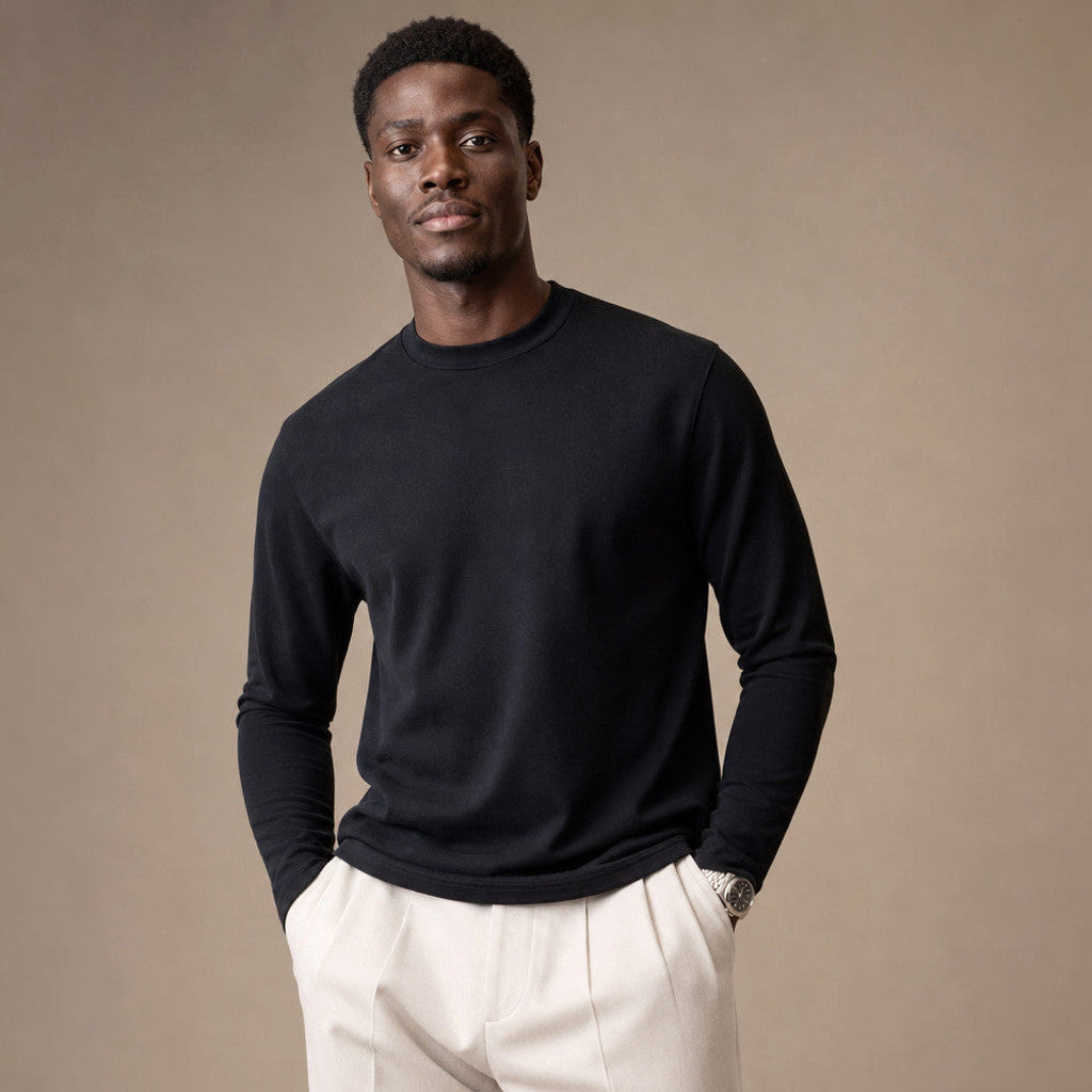 Barex | Crew Neck T-Shirt Combed Cotton Black – Product Photo
