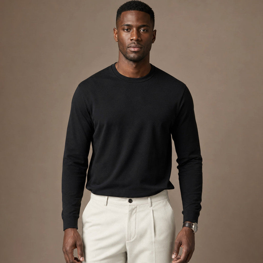 Barex | Crew Neck T-Shirt Combed Cotton in Black – Premium Editorial