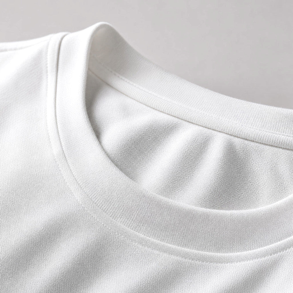 Barex | Crew Neck T-Shirt Combed Cotton White – Fabric and Detail Close-Up