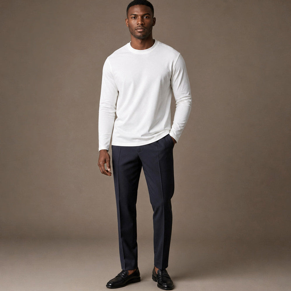 Barex | Crew Neck T-Shirt Combed Cotton White – Full Look