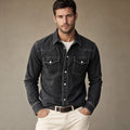 Barkon | Western Shirt Pearl Snap Washed Finish Black – Product Photo