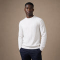 Crew Neck Sweater Stripe Jacquard White – Product Photo