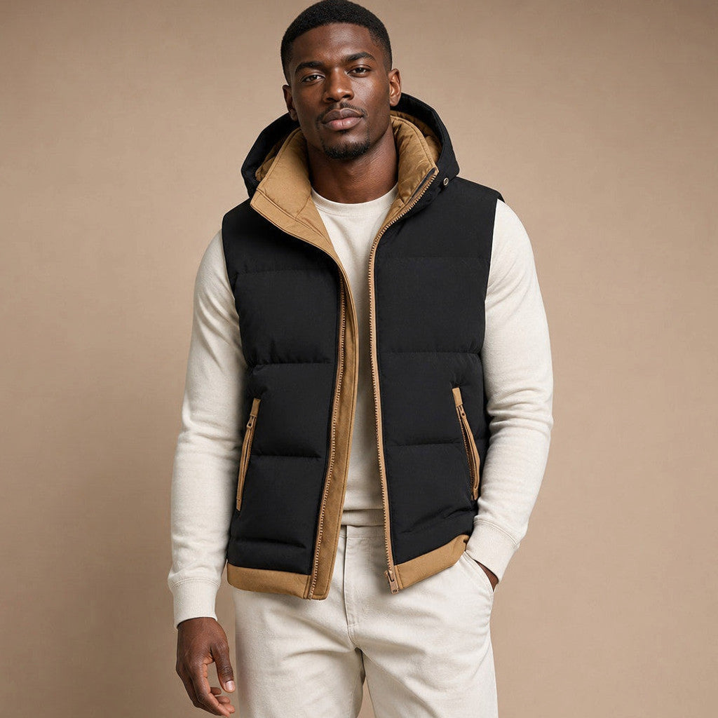 Barsex | Puffer Vest Detachable Hood Insulated Black – Product Photo
