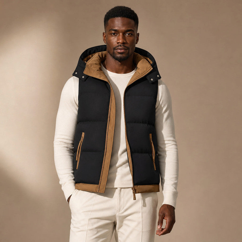 Barsex | Puffer Vest Detachable Hood Insulated in Black – Premium Editorial
