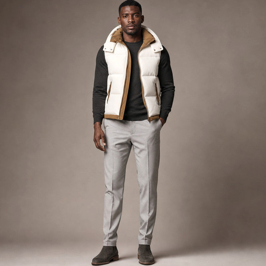 Barsex | Puffer Vest Detachable Hood Insulated White – Full Look