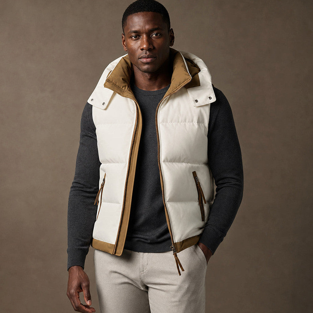 Barsex | Puffer Vest Detachable Hood Insulated White – Product Photo