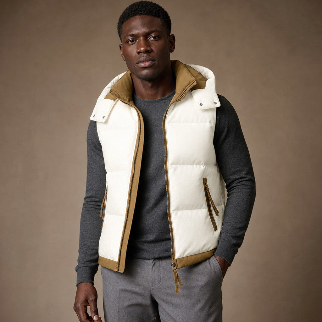 Barsex | Puffer Vest Detachable Hood Insulated in White – Premium Editorial