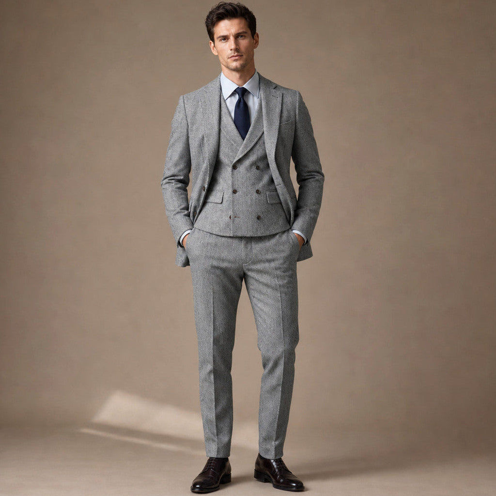 Bartox | Herringbone Waistcoat Five Button in Grey – Premium Editorial