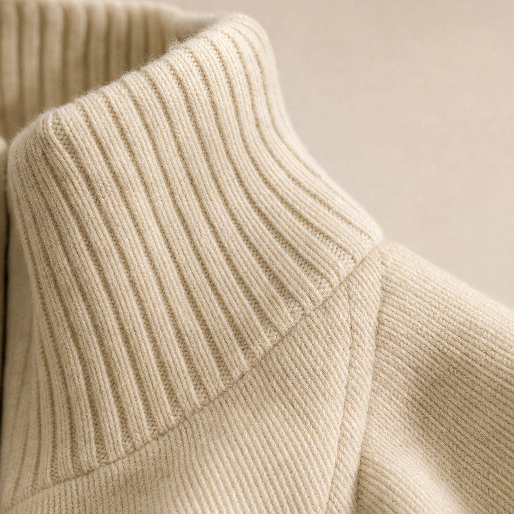 Barven | Knit Tracksuit Full Zip Beige Beige – Fabric and Detail Close-Up