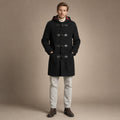 Wool Duffle Coat Toggle Front Black Black – Product Photo