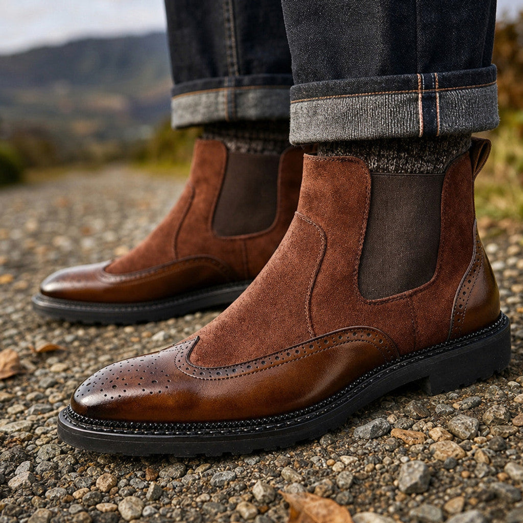Basron | Dealer Boots Leather Cushioned Sole Cognac Brown – Side Angle View