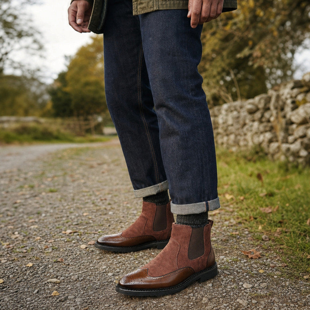 Basron | Dealer Boots Leather Cushioned Sole Cognac Brown – Full Look