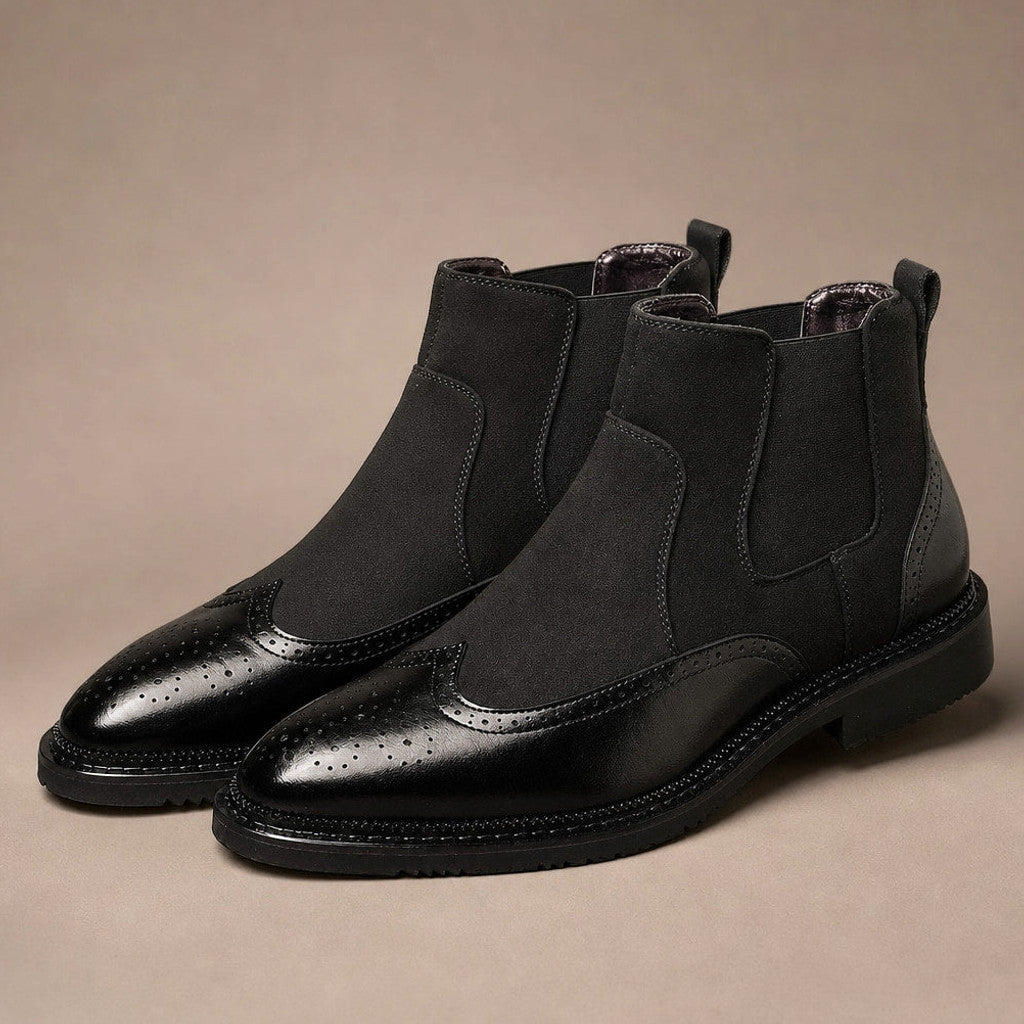 Basron | Dealer Boots Leather Cushioned Sole Obsidian Black – Product Photo