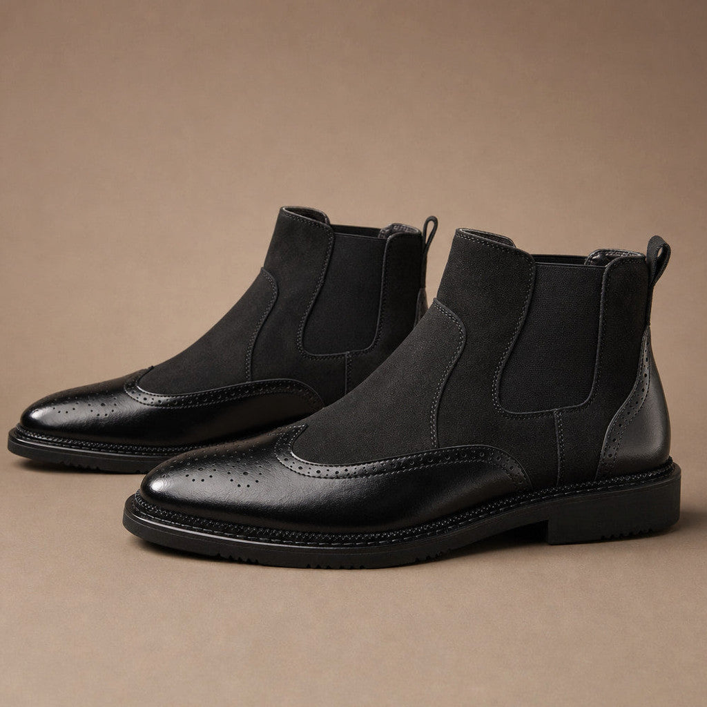 Basron | Dealer Boots Leather Cushioned Sole in Obsidian Black – Premium Editorial