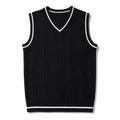 Bassett | Sweater Vest V-Neck Patchwork Knit Black – Product Photo