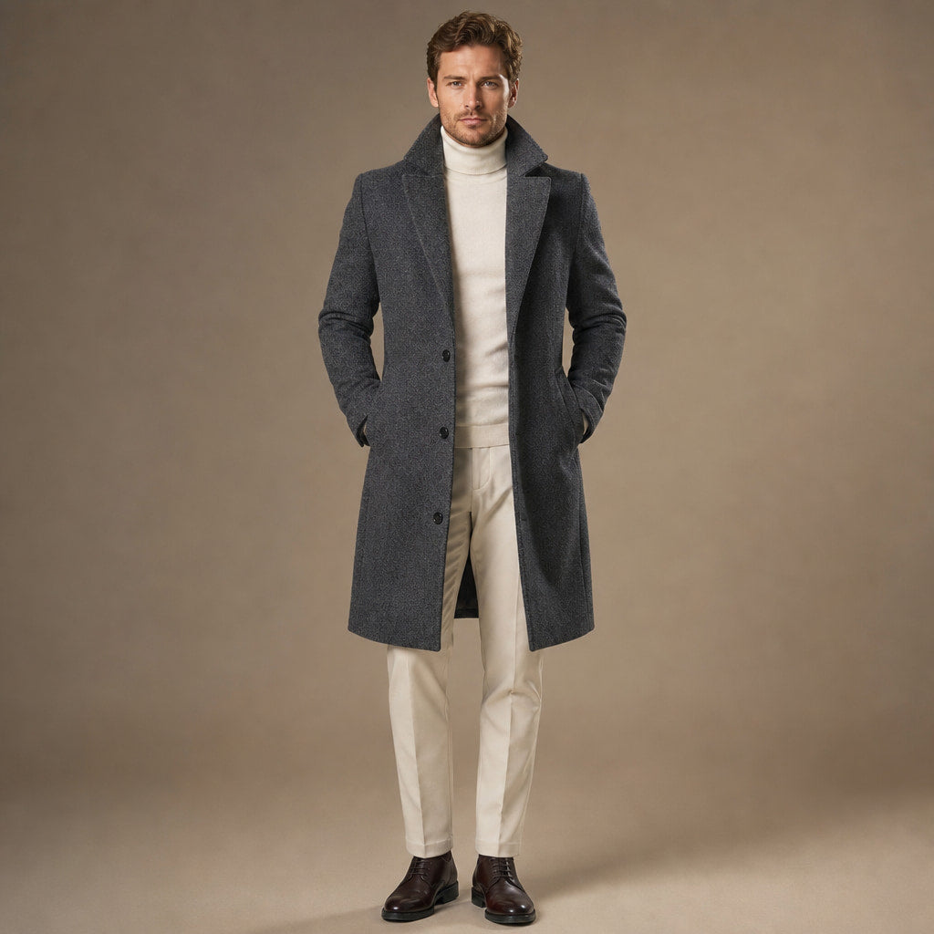 Suit Overcoat Wool-Blend Single-Breasted Grey – Product Photo