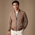 Beckworth | Bomber Jacket Nubuck Ribbed Trim Beige – Product Photo