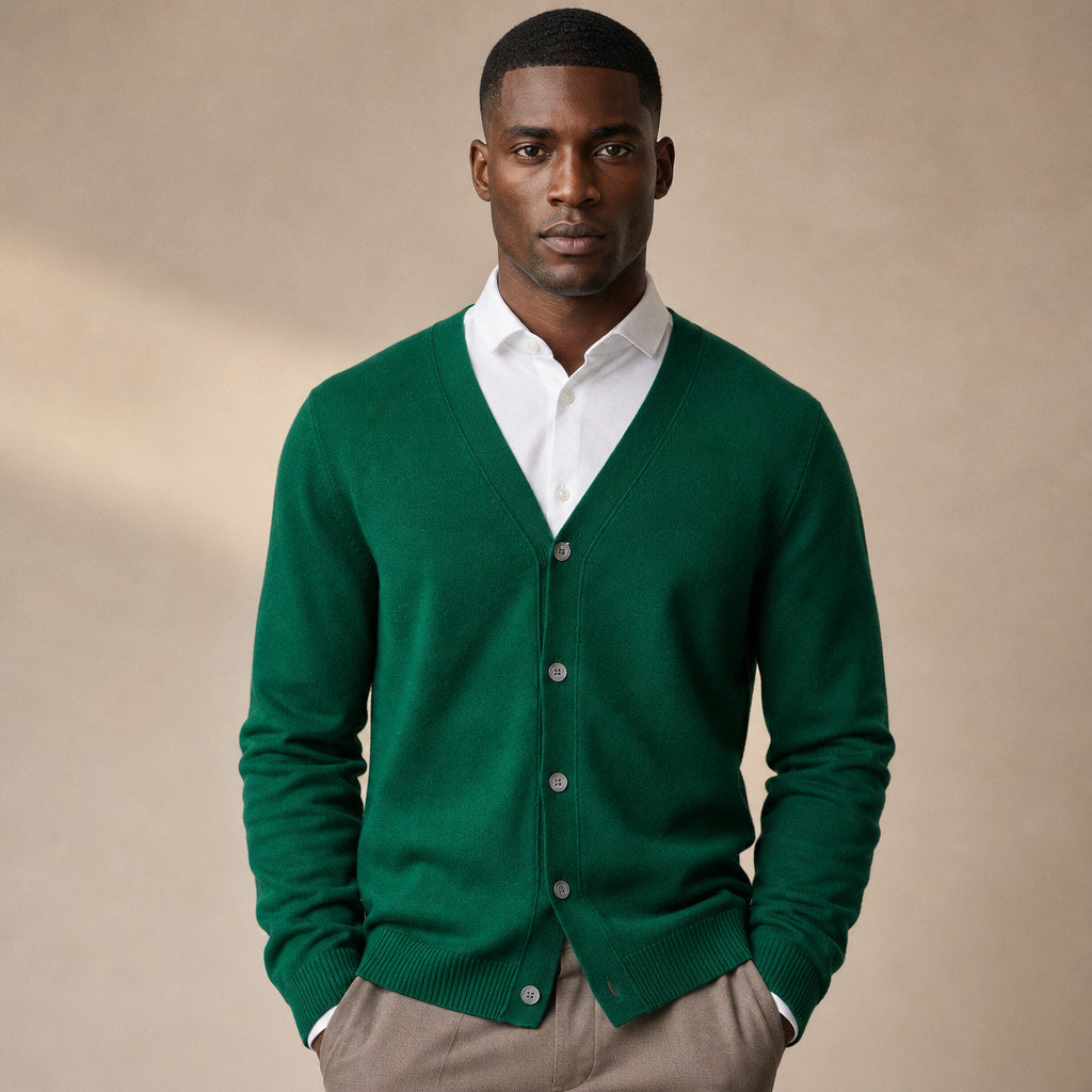 Cardigan Soft Knit Button Front in Emerald – Tomosino Premium Menswear