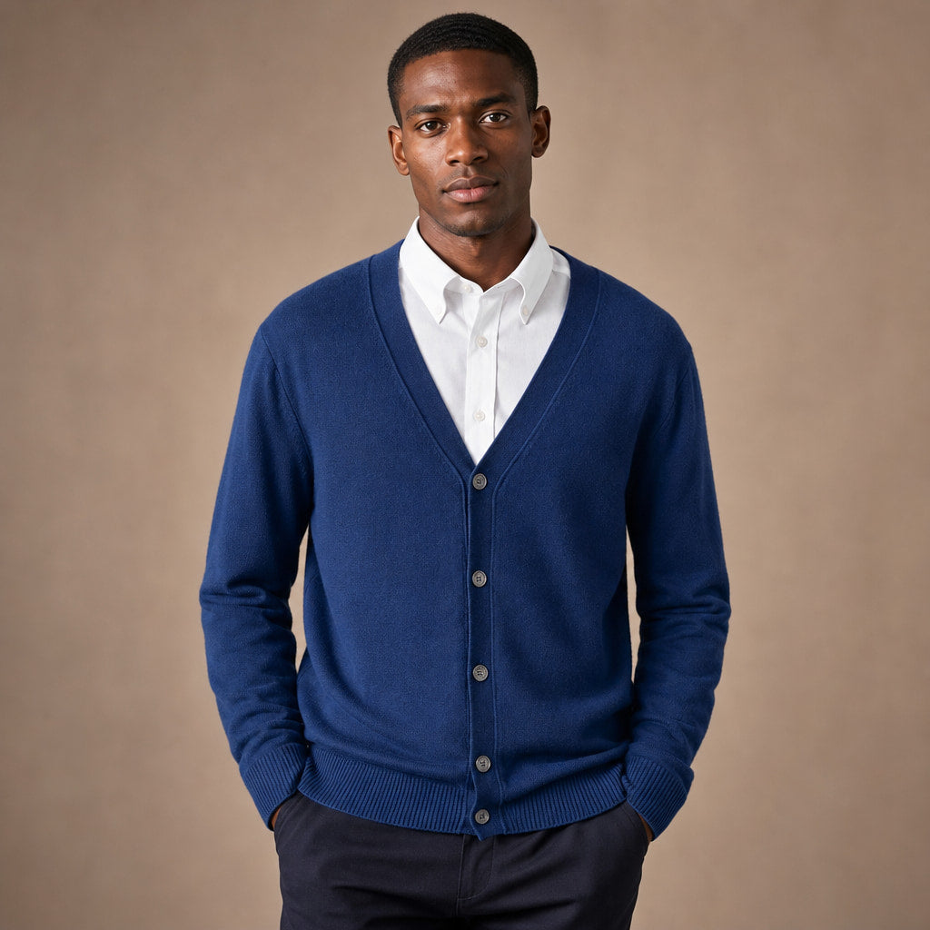 Cardigan Soft Knit Button Front in Navy – Tomosino Premium Menswear