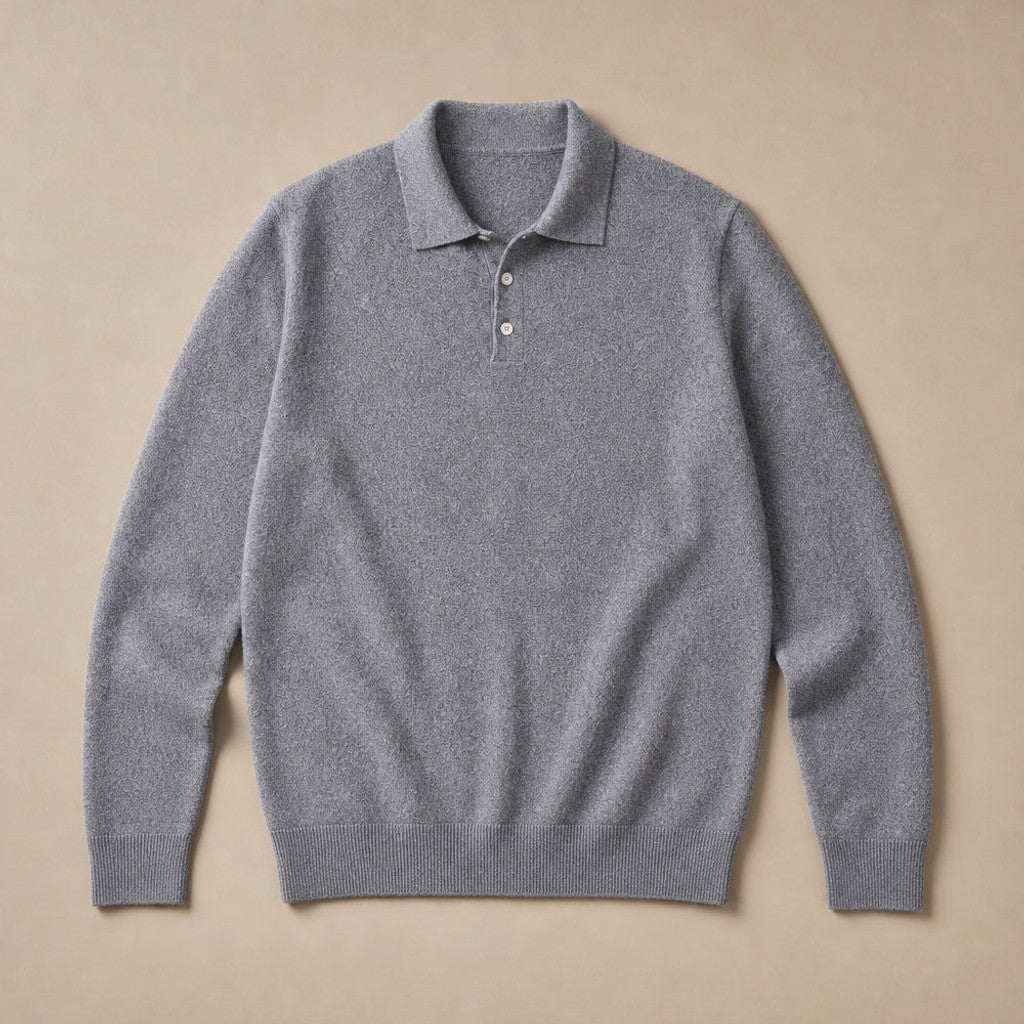 Belkon | Knit Polo Shirt Button Placket Grey – Product Photo