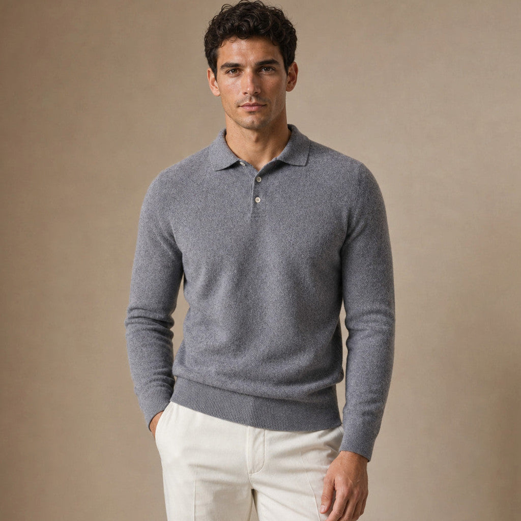 Belkon | Knit Polo Shirt Button Placket in Grey – Premium Editorial