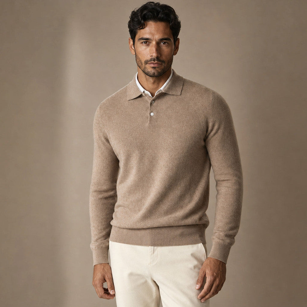 Belkon | Knit Polo Shirt Button Placket in Khaki – Premium Editorial