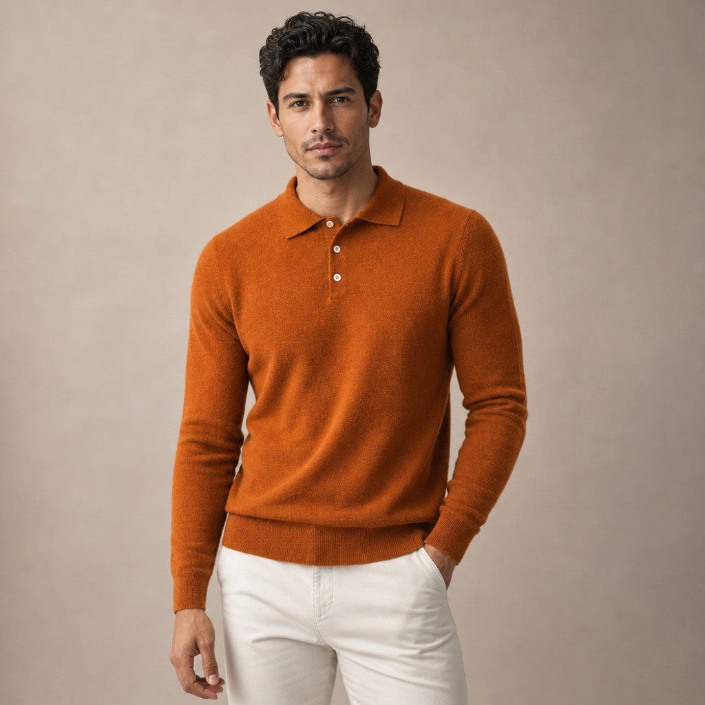Belkon | Knit Polo Shirt Button Placket in Orange – Premium Editorial