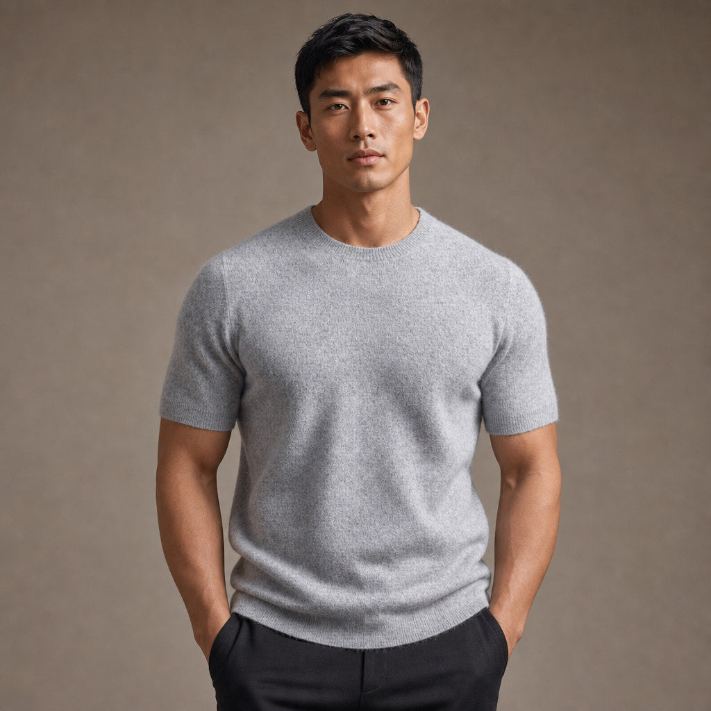 Fine Knit Tee Soft Touch Relaxed Fit in Gray – Tomosino Premium Menswear