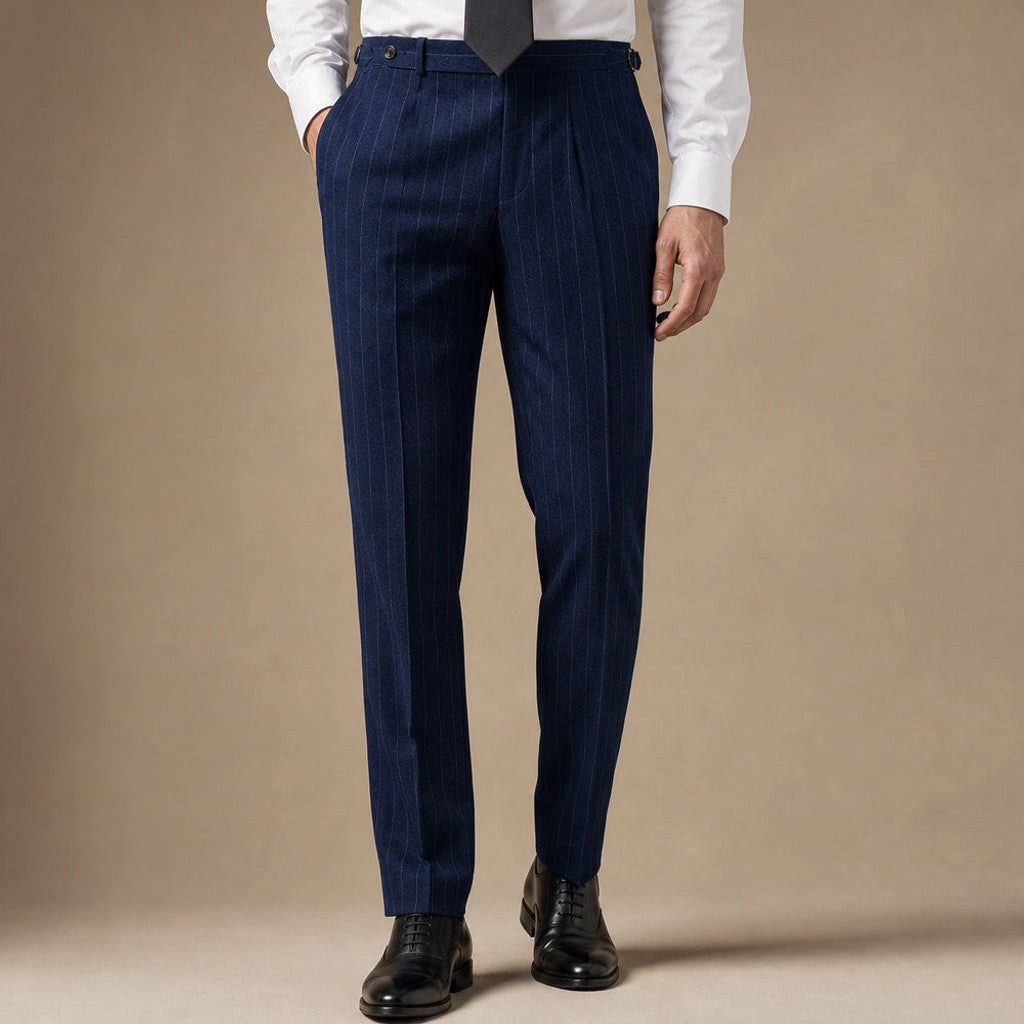 Belvane | Dress Pants Pinstripe Pleated Front – Product Photo