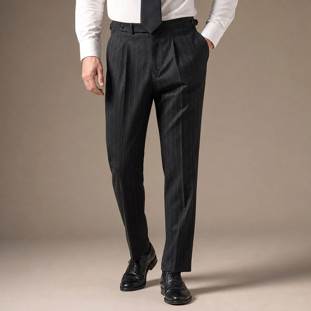 Belvane | Dress Pants Pinstripe Pleated Front – Product Photo