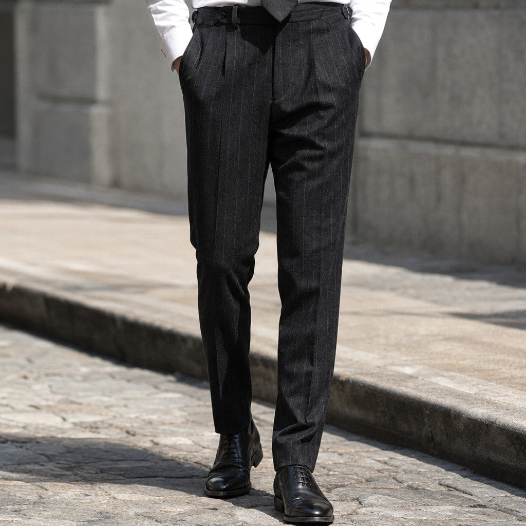 Belvane | Dress Pants Pinstripe Pleated Front – Product Photo