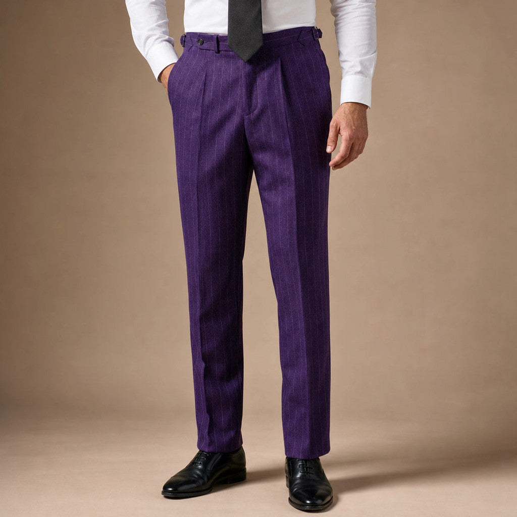 Belvane | Dress Pants Pinstripe Pleated Front – Product Photo
