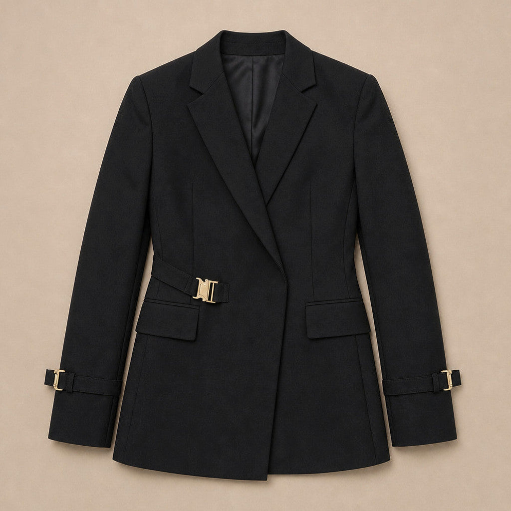 Belvor | Blazer Half Lined Soft Suiting Black – Flat Lay Product Photo