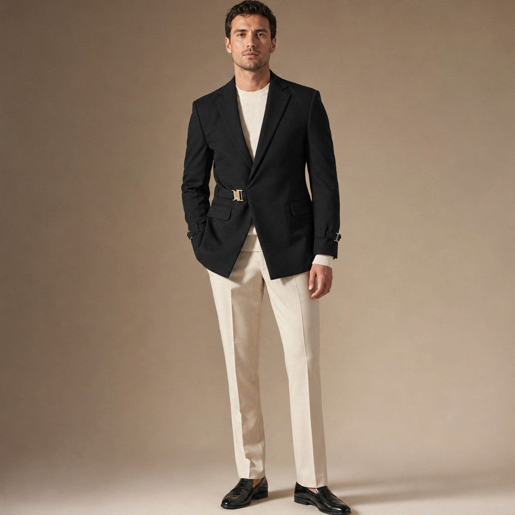Belvor | Blazer Half Lined Soft Suiting Black – Full Look