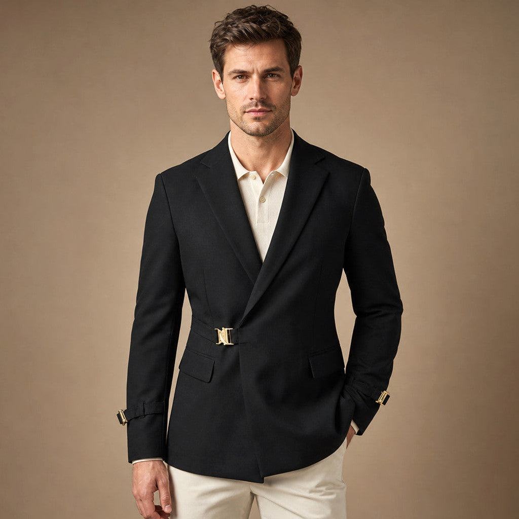 Belvor | Blazer Half Lined Soft Suiting in Black – Premium Editorial