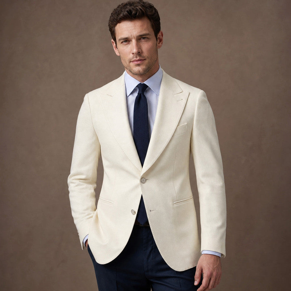 Belvor | Blazer Half Lined Soft Suiting White – Product Photo