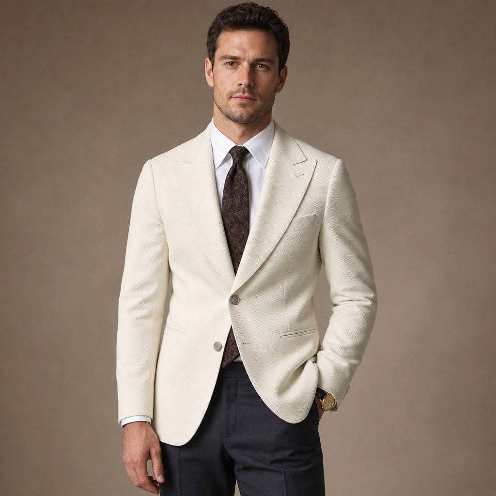 Belvor | Blazer Half Lined Soft Suiting in White – Premium Editorial