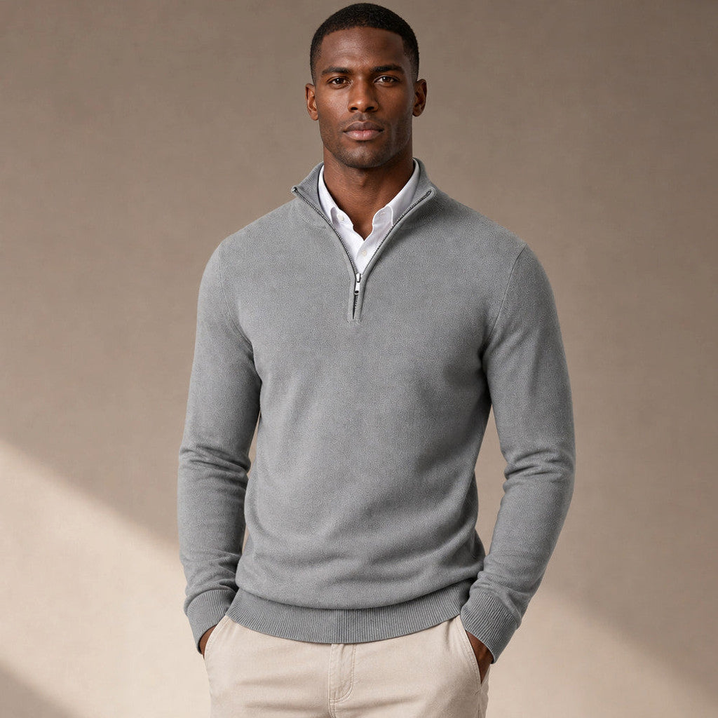 Benedict | Quarter Zip Sweater Mock Neck Slim Fit – Product Photo