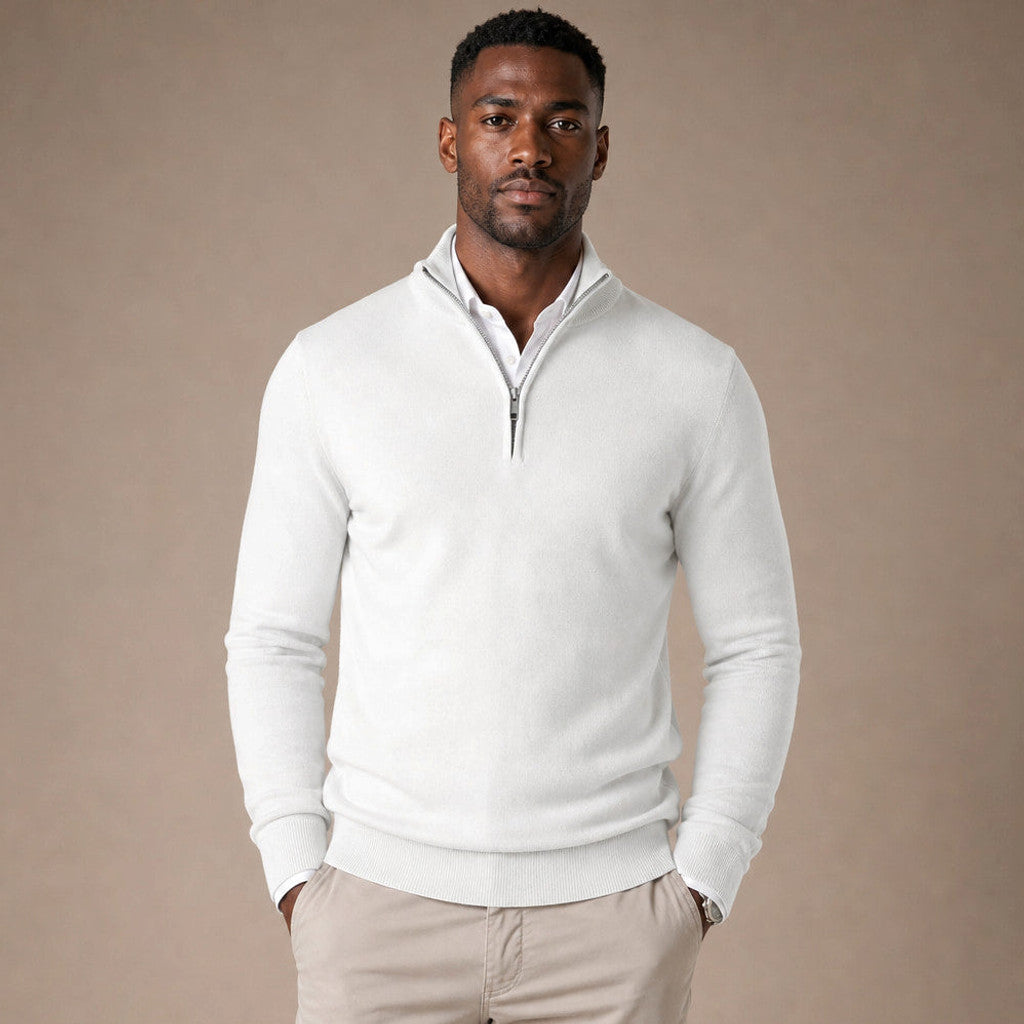 Benedict | Quarter Zip Sweater Mock Neck Slim Fit – Product Photo