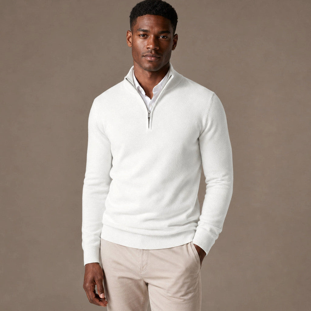 Benedict | Quarter Zip Sweater Mock Neck Slim Fit – Product Photo