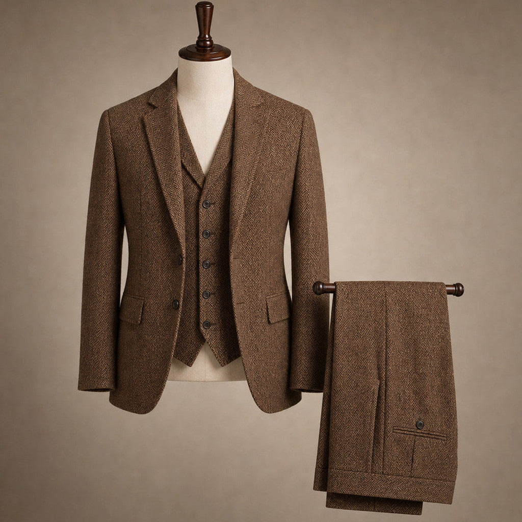 Bensor | Herringbone Waistcoat Classic Fit Brown – Product Photo