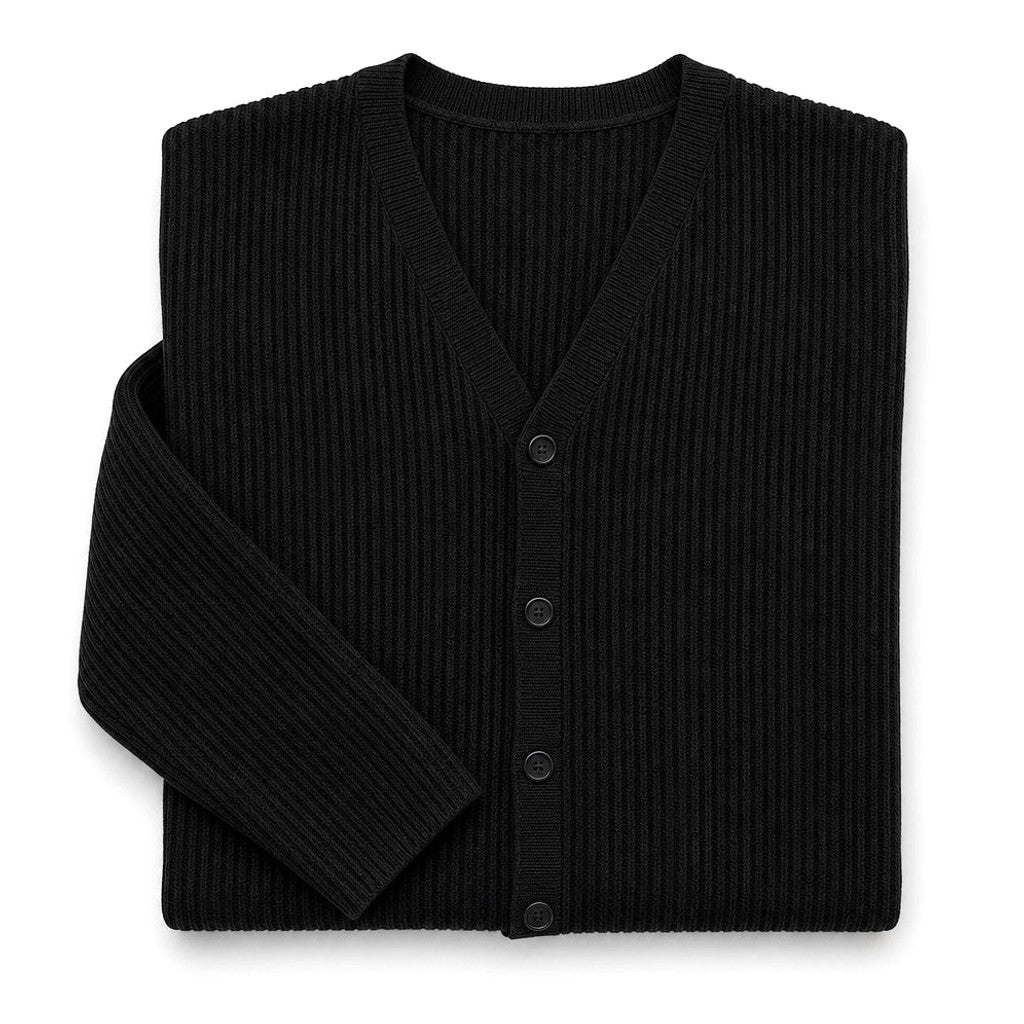 Bentley | Cardigan Ribbed Knit Slim Fit Black – Product Photo