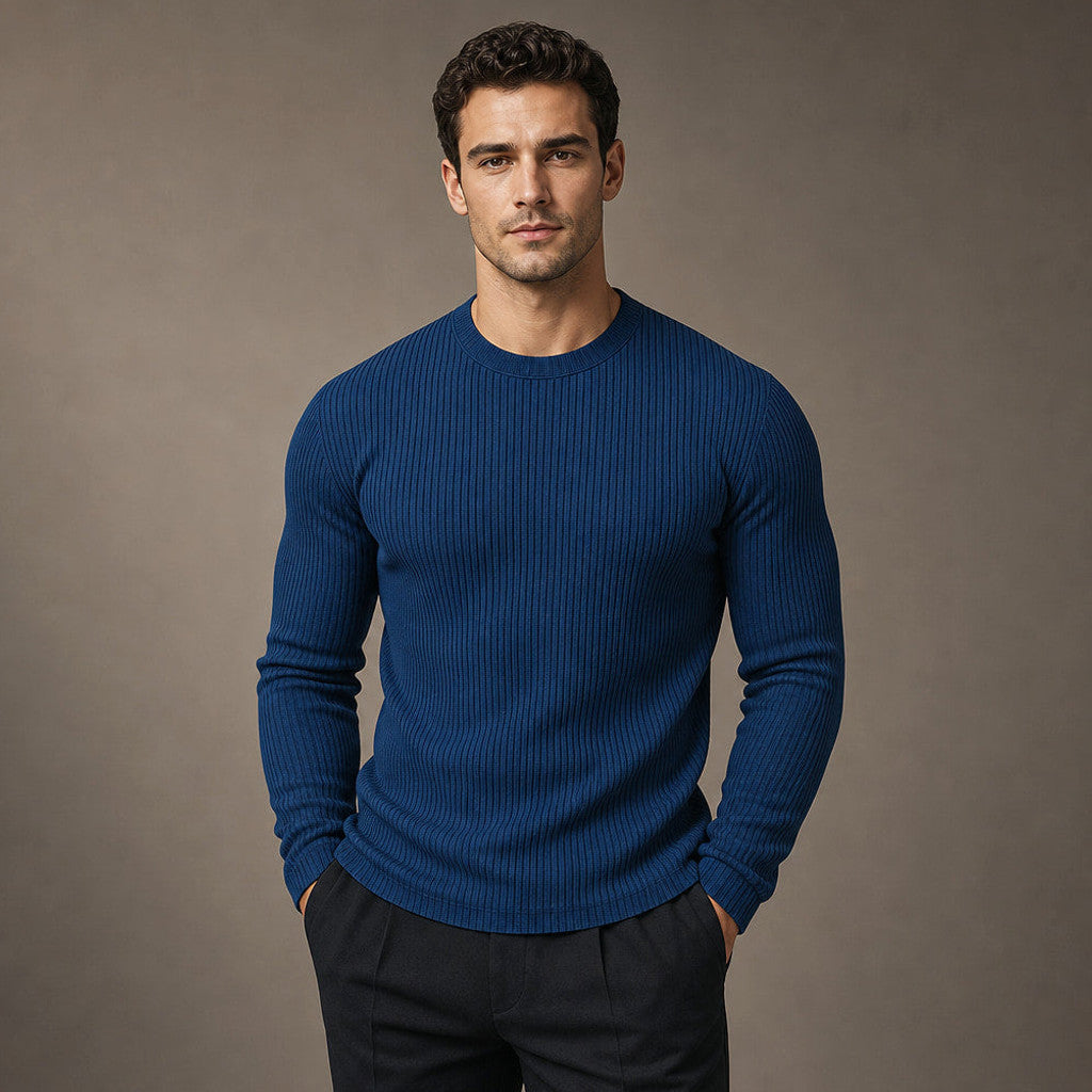 Bentley | Cardigan Ribbed Knit Slim Fit in Blue – Premium Editorial