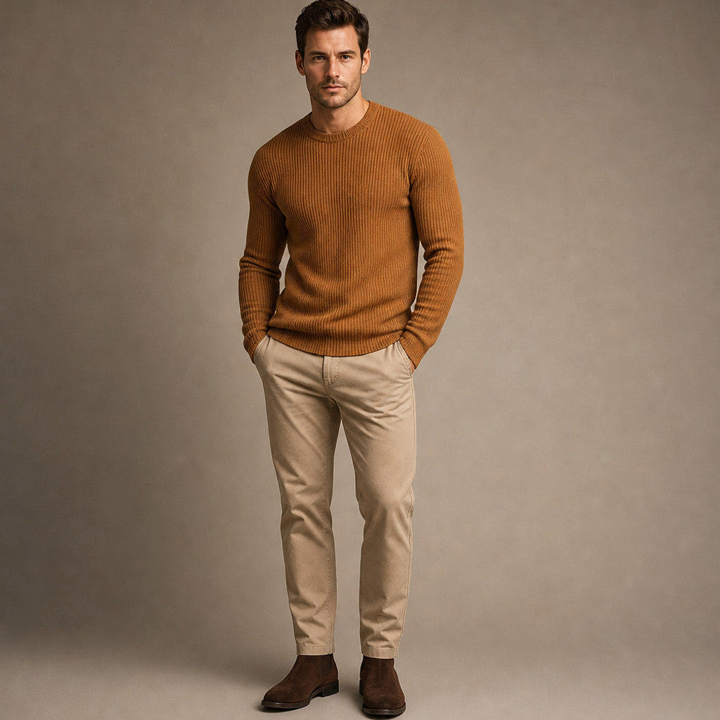 Bentley | Cardigan Ribbed Knit Slim Fit Brown – Full Look