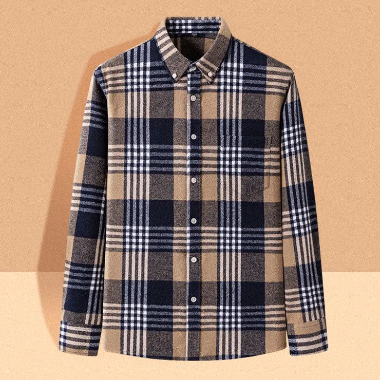 Relveck | Flannel Shirt Brushed Cotton Button-Down Tailored Fit