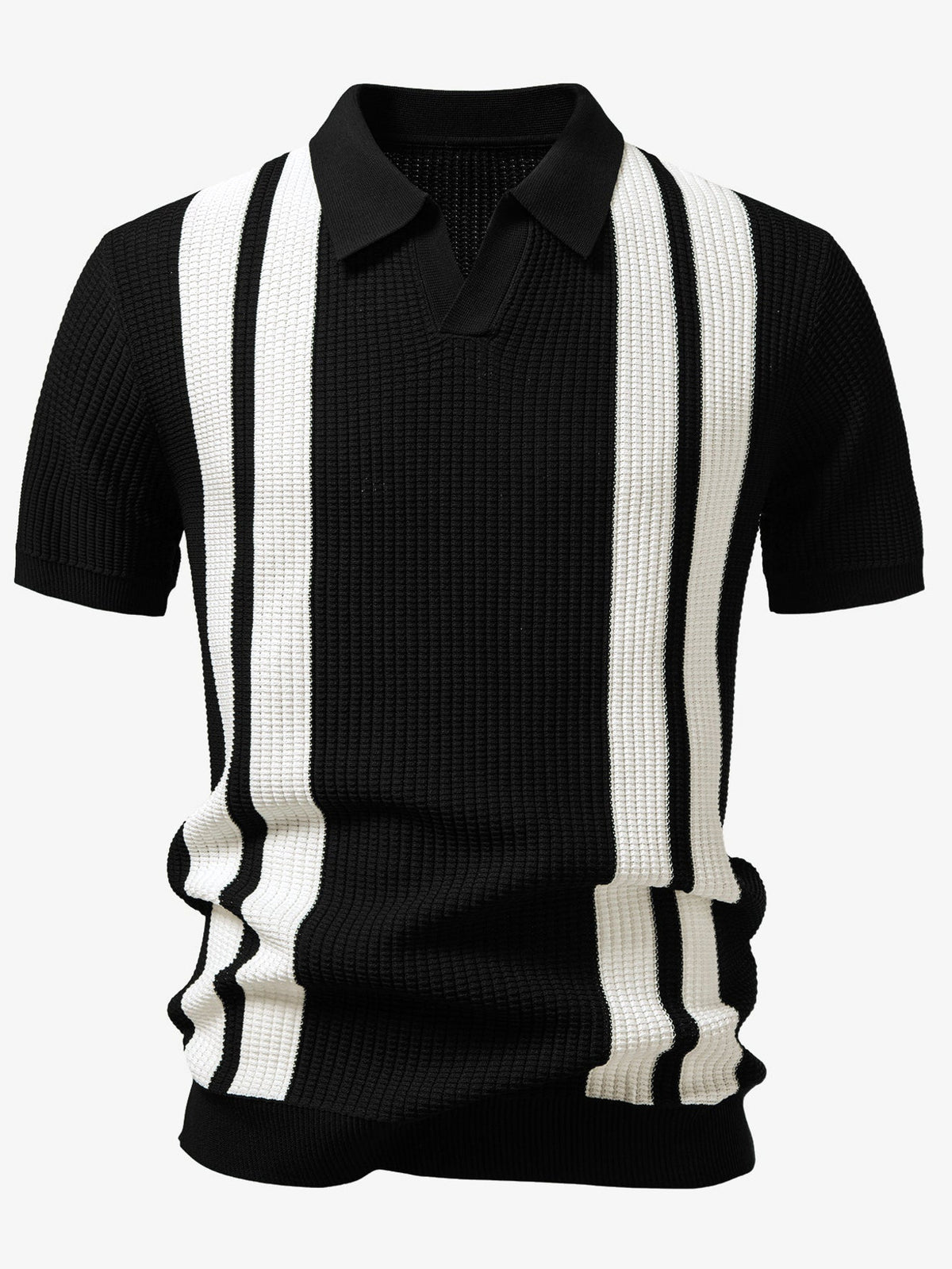 Vestren | Matching Set Striped Knit Polo Waffle Drawstring Pant