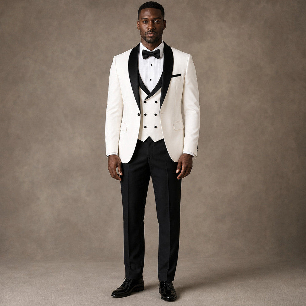 Blakon | Tuxedo Suit Shawl Lapel White White – Product Photo