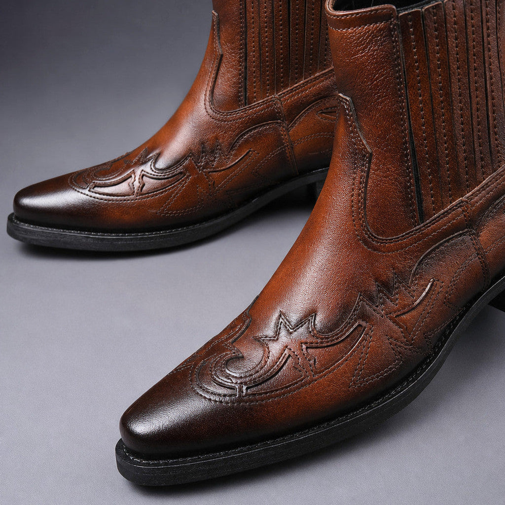 Blenox | Chukka Boots Leather Cushioned Insole Cognac Brown – Fabric and Detail Close-Up