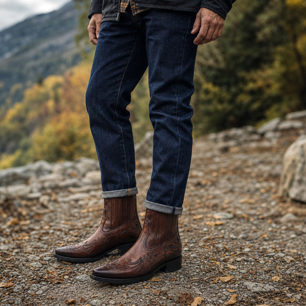 Blenox | Chukka Boots Leather Cushioned Insole Cognac Brown – Full Look