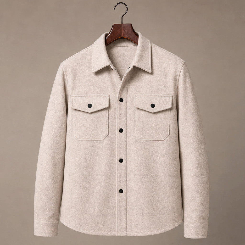 Bleron | Overshirt Jacket Brushed Relaxed Fit Beige – Product Photo